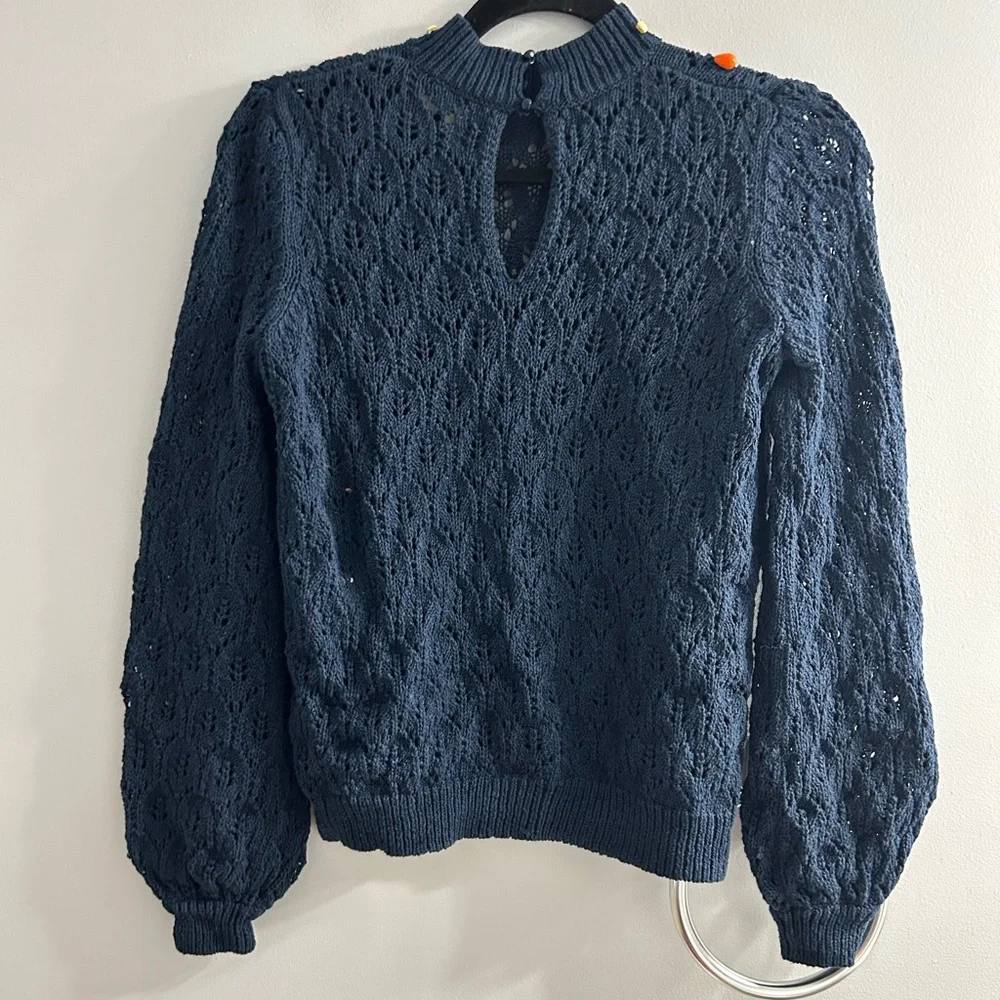 Sezane Dark Blue Sweater with Bright Accents - Picture 4 of 8